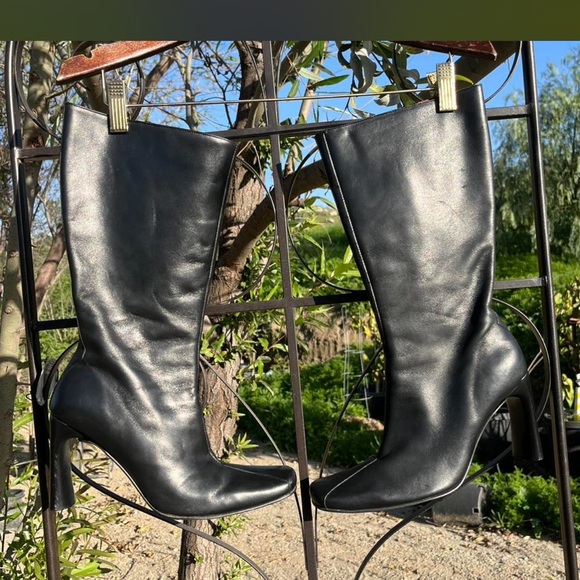 Leather Black Knee-High Boots - Picture 3 of 6